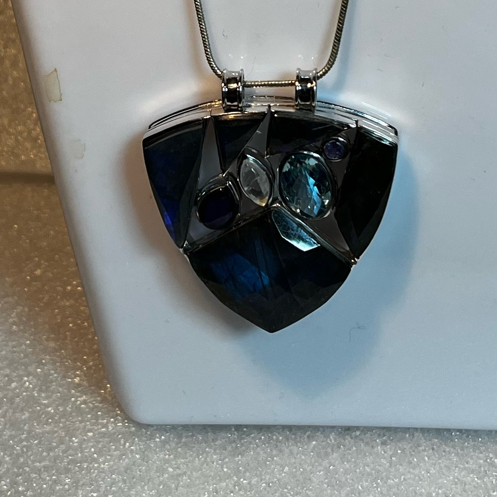 Sajen Silver - Labradorite & Multi Stone Necklace in Rhodium Overlay Sterling - Picture 3 of 4